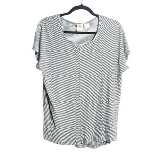 C & C CALIFORNIA Striped Gray and White 100% Linen Top Size Large